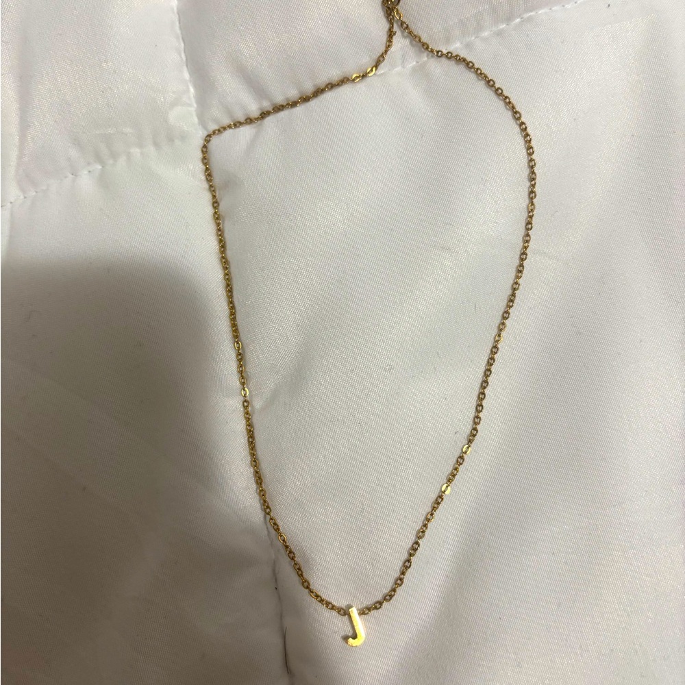 Gold Initial J Necklace